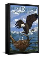 Port Townsend, Washington - Bald Eagle and Chicks-Lantern Press-Framed Stretched Canvas