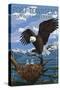 Port Townsend, Washington - Bald Eagle and Chicks-Lantern Press-Stretched Canvas