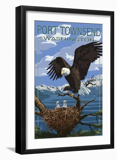 Port Townsend, Washington - Bald Eagle and Chicks-Lantern Press-Framed Art Print