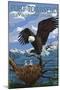 Port Townsend, Washington - Bald Eagle and Chicks-Lantern Press-Mounted Art Print