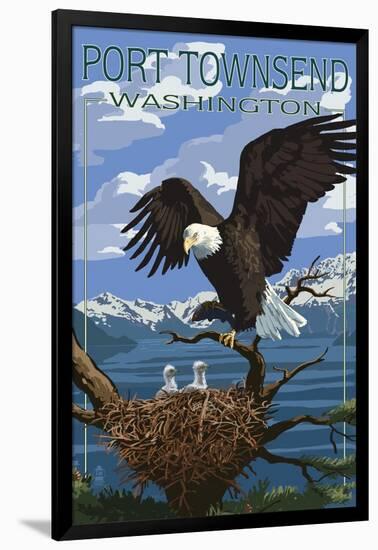 Port Townsend, Washington - Bald Eagle and Chicks-Lantern Press-Framed Art Print