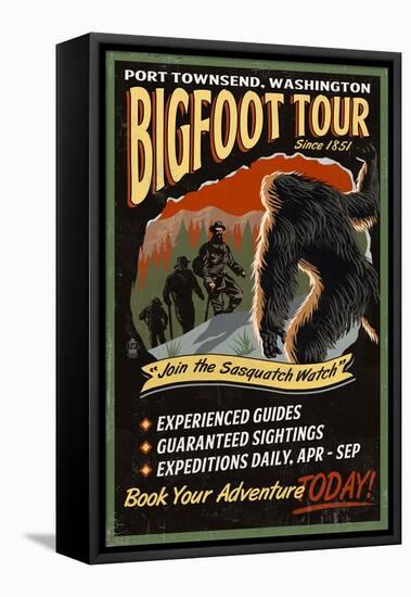 Port Townsend, Washington - Bigfoot Tours - Vintage Sign-Lantern Press-Framed Stretched Canvas