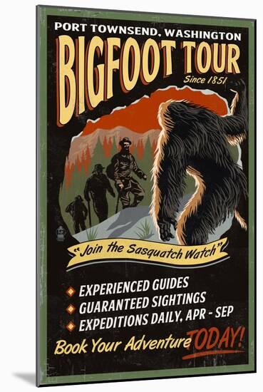 Port Townsend, Washington - Bigfoot Tours - Vintage Sign-Lantern Press-Mounted Art Print