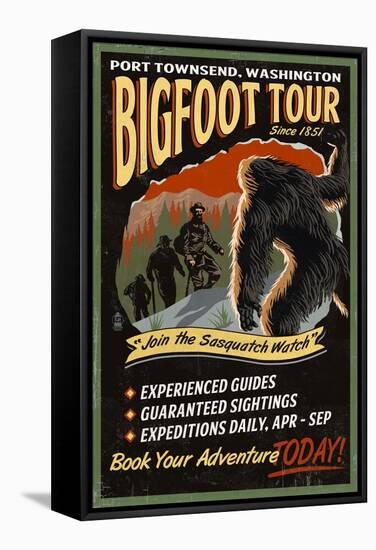 Port Townsend, Washington - Bigfoot Tours - Vintage Sign-Lantern Press-Framed Stretched Canvas