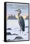 Port Townsend, Washington - Blue Heron and Fog-Lantern Press-Framed Stretched Canvas