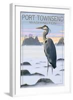 Port Townsend, Washington - Blue Heron and Fog-Lantern Press-Framed Art Print