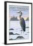 Port Townsend, Washington - Blue Heron and Fog-Lantern Press-Framed Art Print