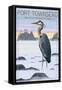 Port Townsend, Washington - Blue Heron and Fog-Lantern Press-Framed Stretched Canvas