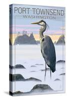 Port Townsend, Washington - Blue Heron and Fog-Lantern Press-Stretched Canvas