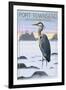 Port Townsend, Washington - Blue Heron and Fog-Lantern Press-Framed Art Print