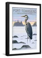 Port Townsend, Washington - Blue Heron and Fog-Lantern Press-Framed Art Print