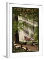 Port Townsend, Washington - Deer and Fawns-Lantern Press-Framed Art Print