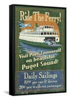 Port Townsend, Washington - Ferry-Lantern Press-Framed Stretched Canvas