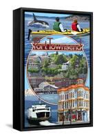 Port Townsend, Washington - Montage Scenes-Lantern Press-Framed Stretched Canvas