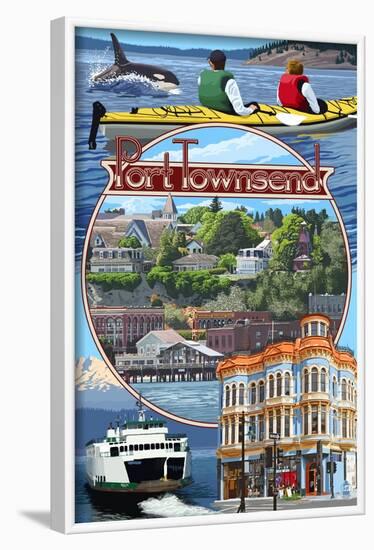 Port Townsend, Washington - Montage Scenes-Lantern Press-Framed Art Print