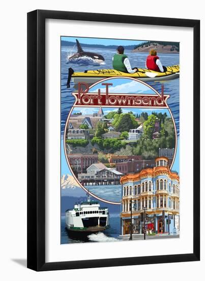 Port Townsend, Washington - Montage Scenes-Lantern Press-Framed Art Print