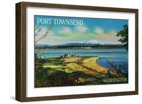 Port Townsend, Washington - Mt. Baker View-Lantern Press-Framed Art Print