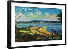 Port Townsend, Washington - Mt. Baker View-Lantern Press-Framed Art Print