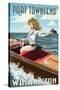 Port Townsend, Washington - Pinup Girl Boating-Lantern Press-Stretched Canvas