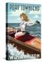 Port Townsend, Washington - Pinup Girl Boating-Lantern Press-Stretched Canvas