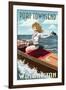 Port Townsend, Washington - Pinup Girl Boating-Lantern Press-Framed Art Print