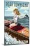 Port Townsend, Washington - Pinup Girl Boating-Lantern Press-Mounted Art Print