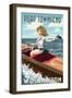 Port Townsend, Washington - Pinup Girl Boating-Lantern Press-Framed Art Print