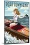 Port Townsend, Washington - Pinup Girl Boating-Lantern Press-Mounted Art Print