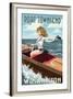 Port Townsend, Washington - Pinup Girl Boating-Lantern Press-Framed Art Print