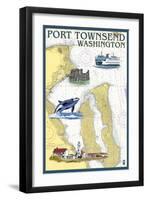 Port Townsend, Washington - Port Townsend Nautical Chart-Lantern Press-Framed Art Print