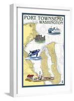 Port Townsend, Washington - Port Townsend Nautical Chart-Lantern Press-Framed Art Print