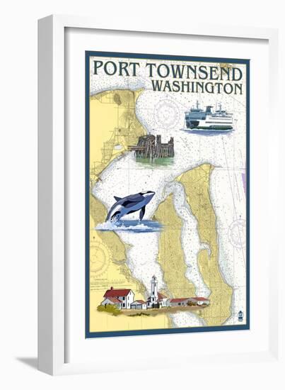 Port Townsend, Washington - Port Townsend Nautical Chart-Lantern Press-Framed Art Print