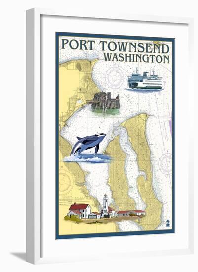 Port Townsend, Washington - Port Townsend Nautical Chart-Lantern Press-Framed Art Print