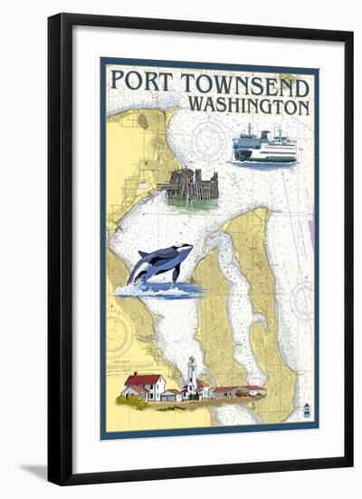 Port Townsend, Washington - Port Townsend Nautical Chart-Lantern Press-Framed Art Print