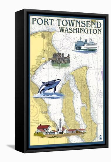 Port Townsend, Washington - Port Townsend Nautical Chart-Lantern Press-Framed Stretched Canvas