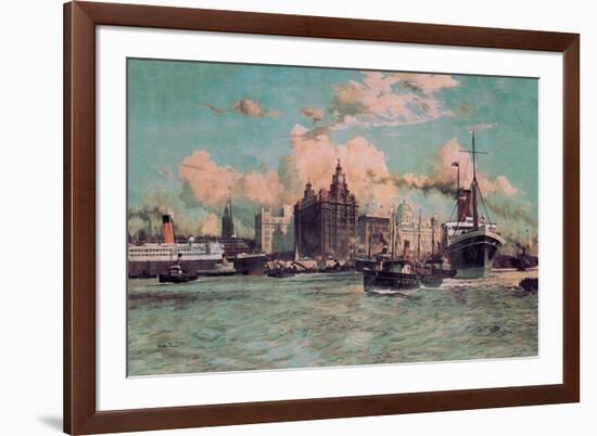 Port Traffic on the River Mersey-Charles Dixon-Framed Premium Giclee Print