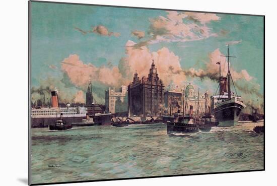 Port Traffic on the River Mersey-Charles Dixon-Mounted Art Print