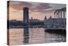 Port Vell at sunset, Barcelona, Catalonia, Spain, Europe-Frank Fell-Stretched Canvas