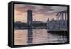 Port Vell at sunset, Barcelona, Catalonia, Spain, Europe-Frank Fell-Framed Stretched Canvas