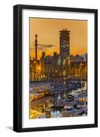 Port Vell at Sunset, Barcelona, Catalonia, Spain-Stefano Politi Markovina-Framed Photographic Print