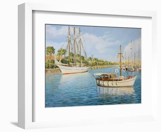 Port Vell In Barcelona-kirilstanchev-Framed Art Print