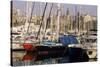 Port Vell (Old Port) and Old City Behind, Barcelona, Catalonia, Spain-Charles Bowman-Stretched Canvas