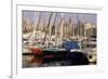 Port Vell (Old Port) and Old City Behind, Barcelona, Catalonia, Spain-Charles Bowman-Framed Photographic Print