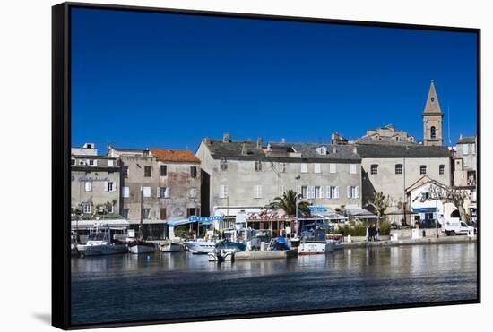 Port View of St-Florent, Le Nebbio, Corsica, France-Walter Bibikow-Framed Stretched Canvas