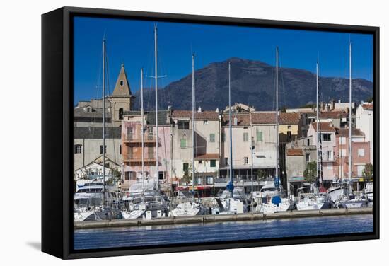 Port View of St-Florent, Le Nebbio, Corsica, France-Walter Bibikow-Framed Stretched Canvas