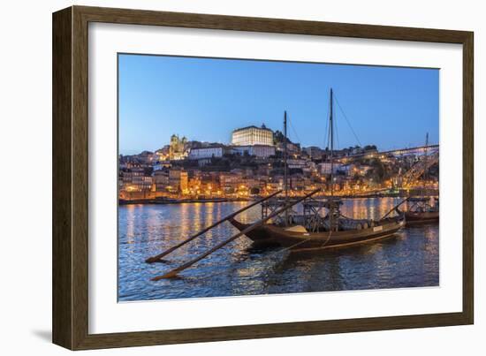 Port Wine Boats on Douro River, Oporto, Portugal-Jim Engelbrecht-Framed Photographic Print