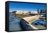 Port with Fishing Boats, Essaouira, Morocco-Nico Tondini-Framed Stretched Canvas
