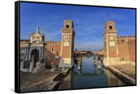 Porta Magna and Arsenale entrance (naval shipyard), in winter afternoon sun, Castello, Venice, UNES-Eleanor Scriven-Framed Stretched Canvas