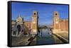 Porta Magna and Arsenale entrance (naval shipyard), in winter afternoon sun, Castello, Venice, UNES-Eleanor Scriven-Framed Stretched Canvas