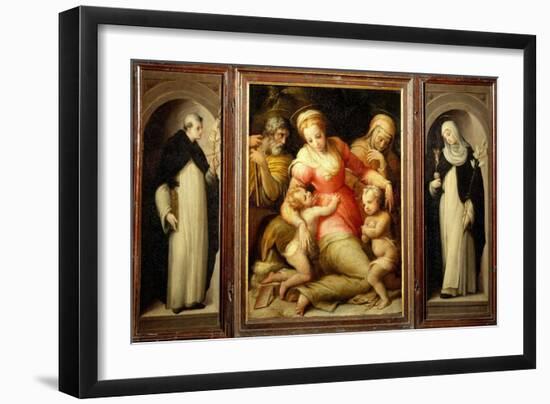 Portable Altar with the Madonna and Child with Saints Dominic and Catherine of Siena-Giovanni Battista Naldini-Framed Giclee Print